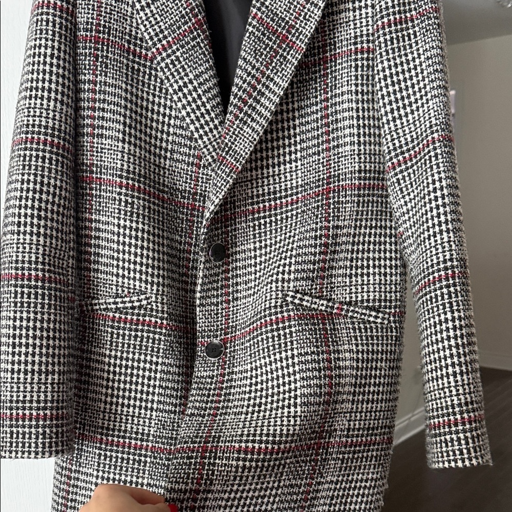 Le Chateau Black and White Houndstooth Pea Coat - Picture 4 of 6